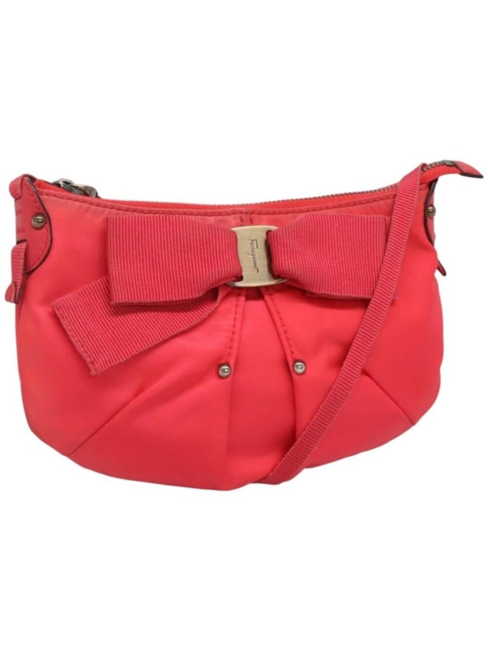 Salvatore Ferragamo Shoulder Bag Nylon Pink Gold